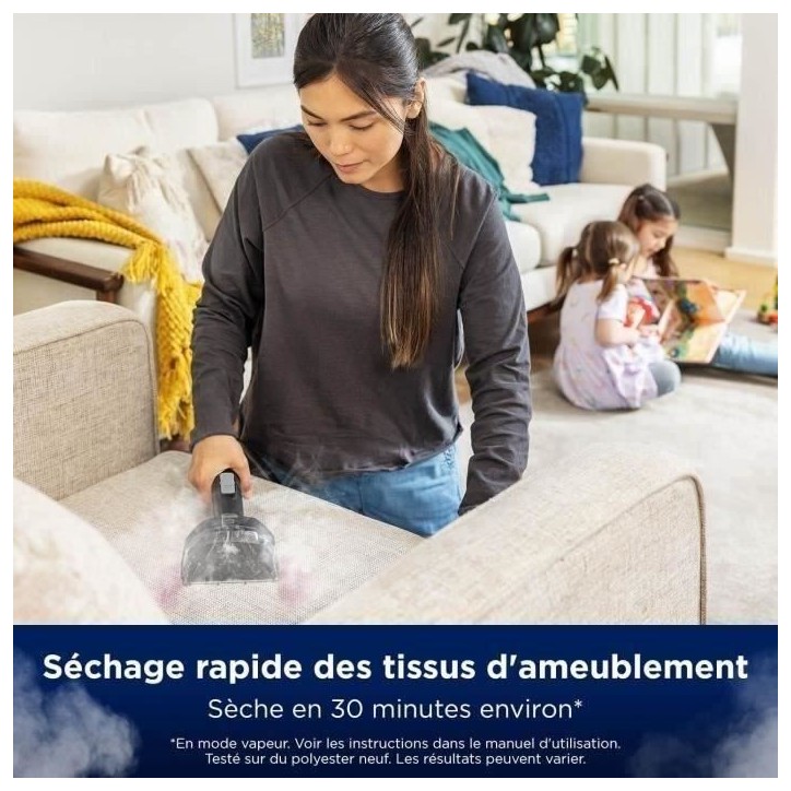 BISSELL SpotClean HydroSteam Select - Nettoyeur Vapeur - Moquettes, voiture, carrelage - 1000 W - 4,5 m - 3 modes de nettoyage