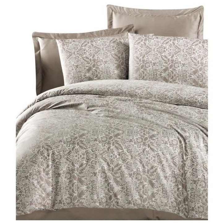 Parure de lit - 1 housse de couette 220 x 240 cm + 2 taies d'oreiller 60 x 60 cm - Satiné 100% coton - Cappuccino Parure de lit - 1 housse de couette 220 x 240 cm + 2 taies d'oreiller 60 x 60 cm - Satiné 100% coton - Cappuccino
