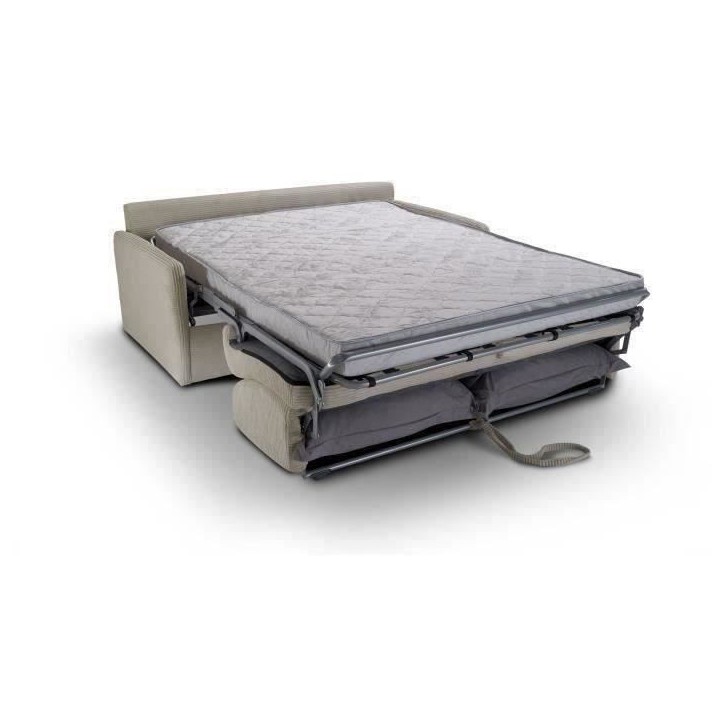 Canapé convertible express - 3 places - LINCOLN - Tissu Beige - 175 x 100 x 87 cm - MONDO