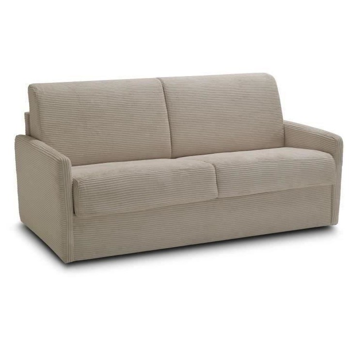 Canapé convertible express - 3 places - LINCOLN - Tissu Beige - 175 x 100 x 87 cm - MONDO