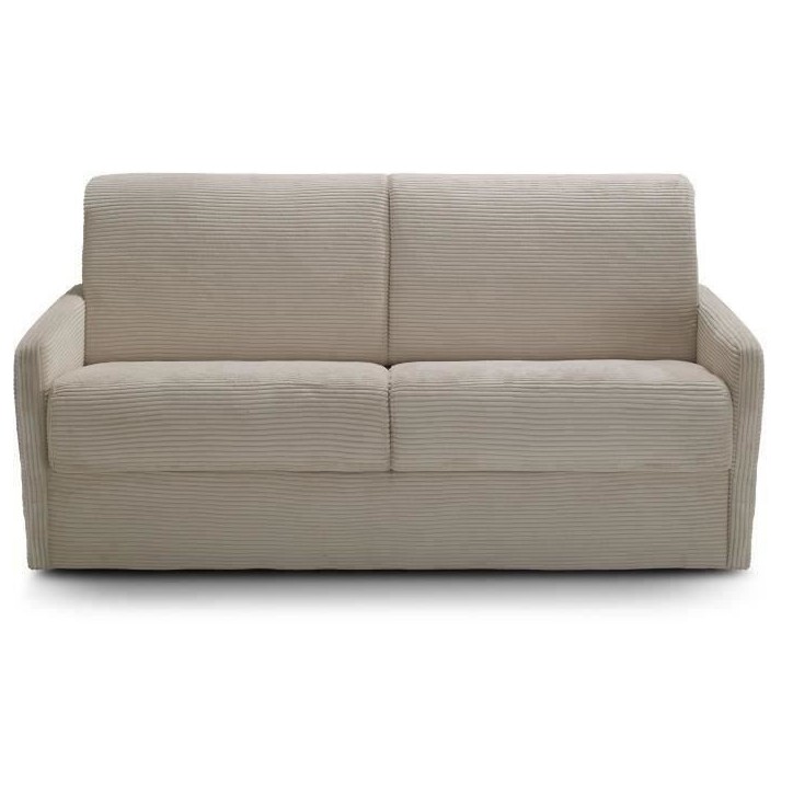 Canapé convertible express - 3 places - LINCOLN - Tissu Beige - 175 x 100 x 87 cm - MONDO