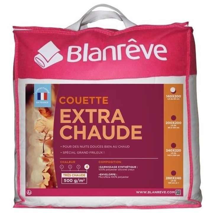 BLANREVE Couette extra chaude en microfibre - 140 x 200 cm - Blanc