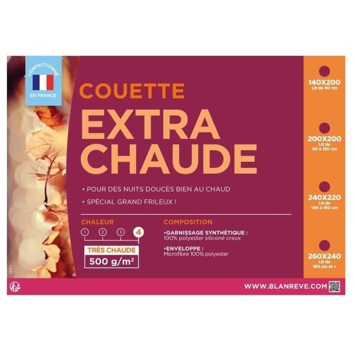 BLANREVE Couette extra chaude en microfibre - 140 x 200 cm - Blanc