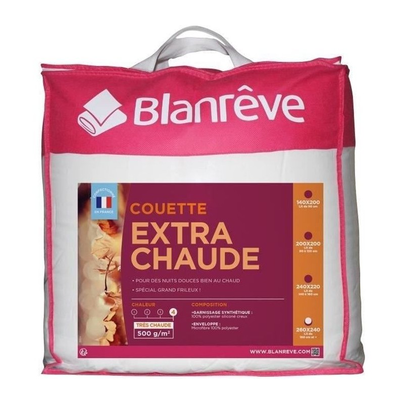 BLANREVE Couette extra chaude en microfibre - 240 x 260 cm - Blanc BLANREVE Couette extra chaude en microfibre - 240 x 260 cm - Blanc