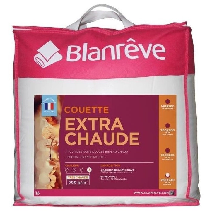 BLANREVE Couette extra chaude en microfibre - 240 x 260 cm - Blanc