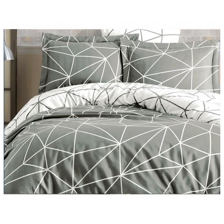 Parure de lit - 1 housse de couette 220 x 240 cm + 2 taies d'oreiller 60 x 60 cm - 100% coton renforcé - Gris Parure de lit - 1 housse de couette 220 x 240 cm + 2 taies d'oreiller 60 x 60 cm - 100% coton renforcé - Gris