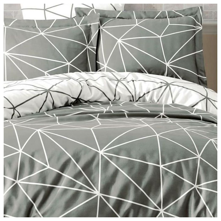 Parure de lit - 1 housse de couette 220 x 240 cm + 2 taies d'oreiller 60 x 60 cm - 100% coton renforcé - Gris Parure de lit - 1 housse de couette 220 x 240 cm + 2 taies d'oreiller 60 x 60 cm - 100% coton renforcé - Gris