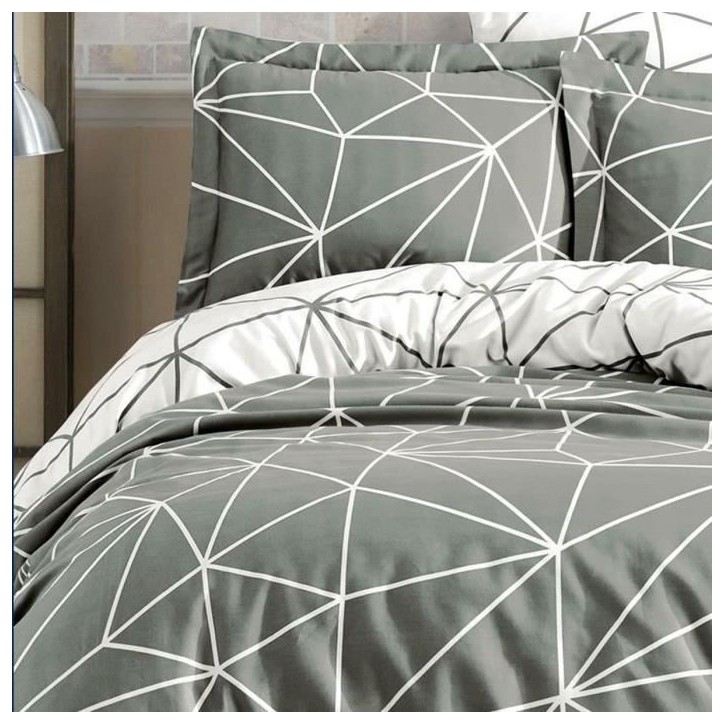Parure de lit - 1 housse de couette 220 x 240 cm + 2 taies d'oreiller 60 x 60 cm - 100% coton renforcé - Gris Parure de lit - 1 housse de couette 220 x 240 cm + 2 taies d'oreiller 60 x 60 cm - 100% coton renforcé - Gris