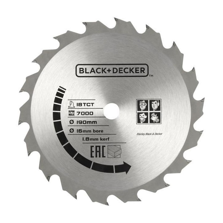 Scie circulaire filaire - BLACK+DECKER - CS1250LA-QS - 1250W - profondeur de coupe 66mm - 2 Lames incluses Scie circulaire filaire - BLACK+DECKER - CS1250LA-QS - 1250W - profondeur de coupe 66mm - 2 Lames incluses