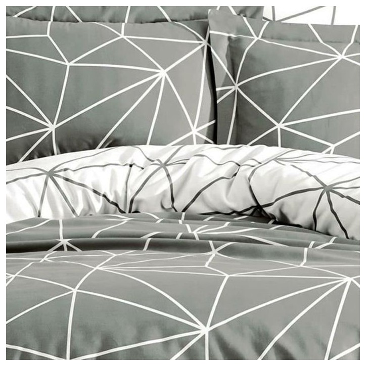 Parure de lit - 1 housse de couette 220 x 240 cm + 2 taies d'oreiller 60 x 60 cm - 100% coton renforcé - Gris Parure de lit - 1 housse de couette 220 x 240 cm + 2 taies d'oreiller 60 x 60 cm - 100% coton renforcé - Gris