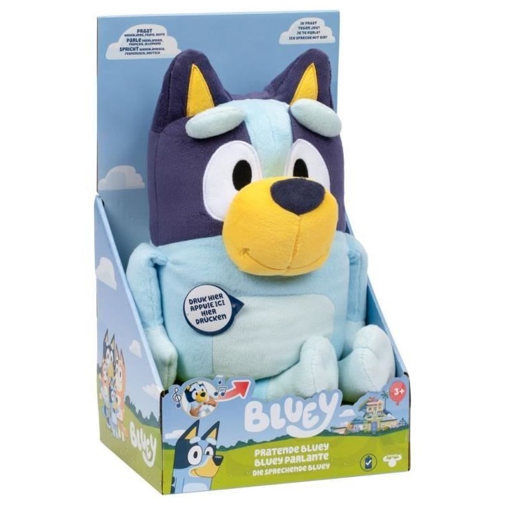 Peluche parlante - BLUEY - Bluey - 33 cm - Voix officielle - Musique du générique Peluche parlante - BLUEY - Bluey - 33 cm - Voix officielle - Musique du générique