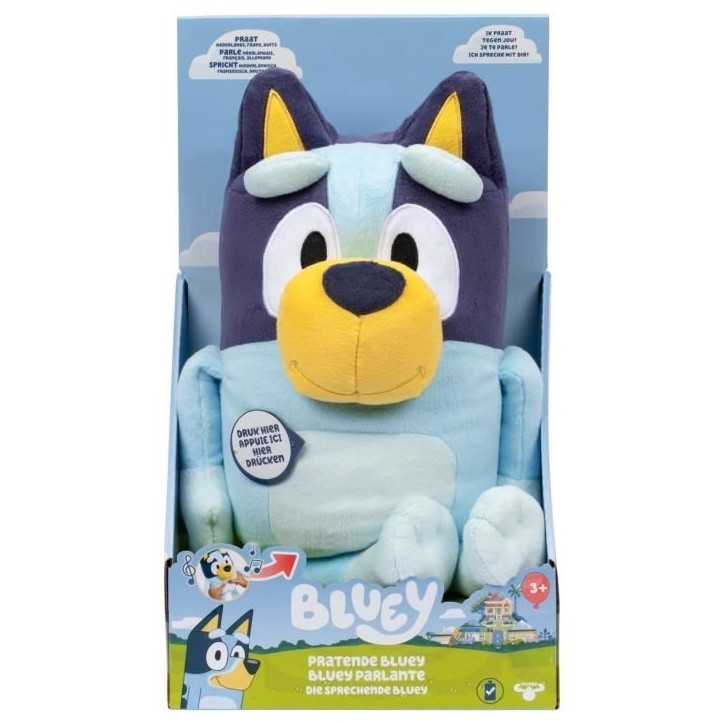 Peluche parlante - BLUEY - Bluey - 33 cm - Voix officielle - Musique du générique Peluche parlante - BLUEY - Bluey - 33 cm - Voix officielle - Musique du générique