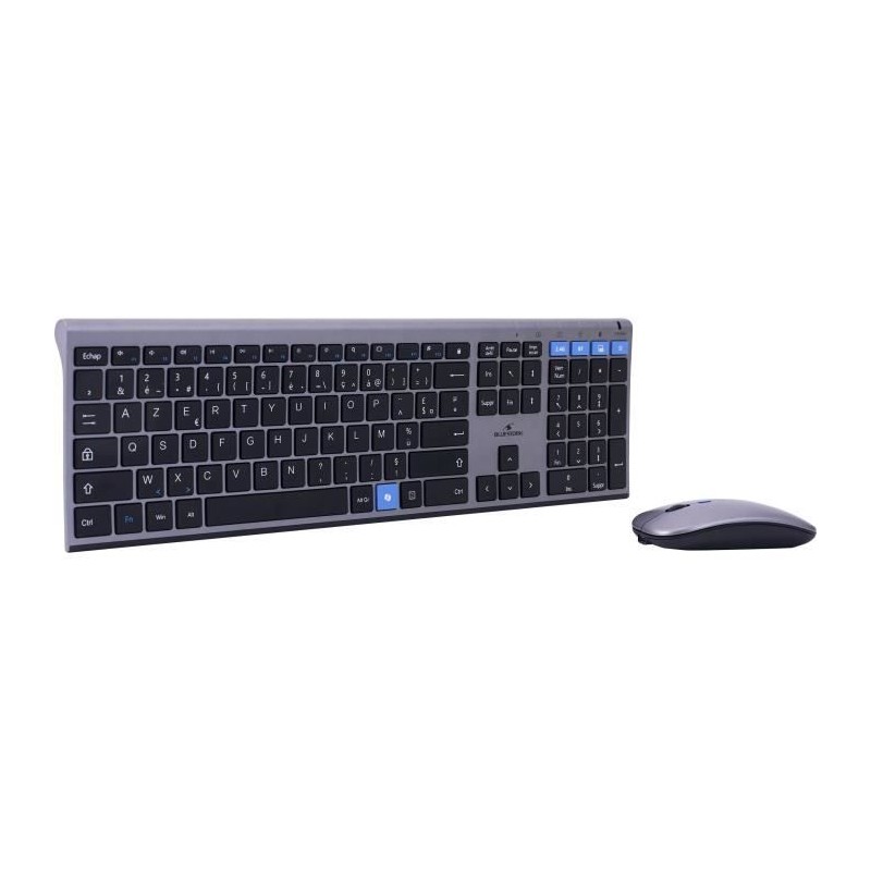 Ensemble Clavier souris sans fil - BLUESTORK - AZERTY - Métal - Silen Ensemble Clavier souris sans fil - BLUESTORK - AZERTY - Métal - Silen