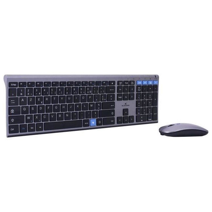 Ensemble Clavier souris sans fil - BLUESTORK - AZERTY - Métal - Silencieux - Touches ciseaux