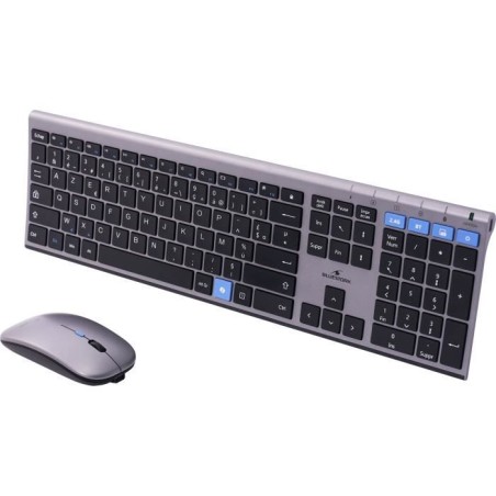 Ensemble Clavier souris sans fil - BLUESTORK - AZERTY - Métal - Silencieux - Touches ciseaux