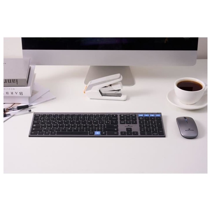 Ensemble Clavier souris sans fil - BLUESTORK - AZERTY - Métal - Silencieux - Touches ciseaux