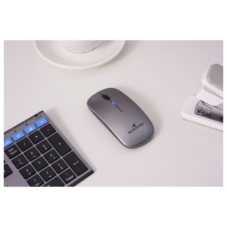 Ensemble Clavier souris sans fil - BLUESTORK - AZERTY - Métal - Silencieux - Touches ciseaux