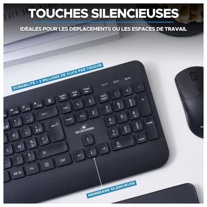 Clavier sans fil - Touches creusées ergonomiques - BLUESTORK - Office R2 - AZERTY