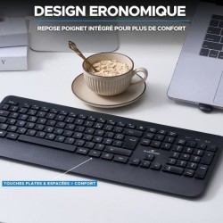 Clavier sans fil - Touches creusées ergonomiques - BLUESTORK - Office