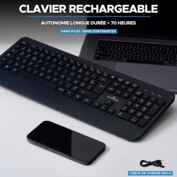 Clavier sans fil - Touches creusées ergonomiques - BLUESTORK - Office