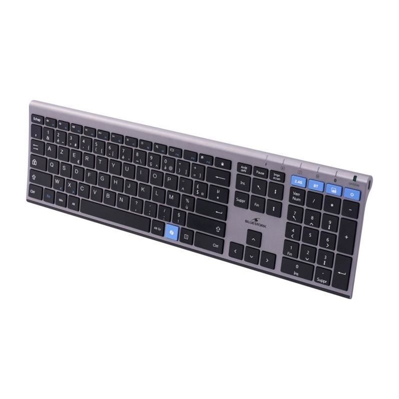 Clavier sans fil - Touches ciseaux - BLUESTORK - AZERTY - Métal - Sil