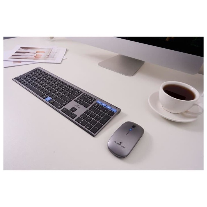 Clavier sans fil - Touches ciseaux - BLUESTORK - AZERTY - Métal - Silencieux Clavier sans fil - Touches ciseaux - BLUESTORK - AZERTY - Métal - Silencieux