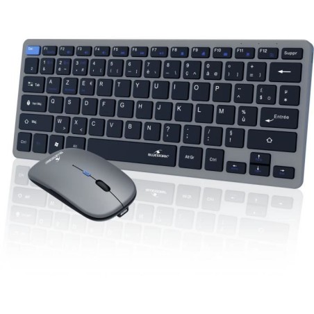 Ensemble Clavier Souris sans fil - BLUESTORK - Pack Mini - Bluetooth &