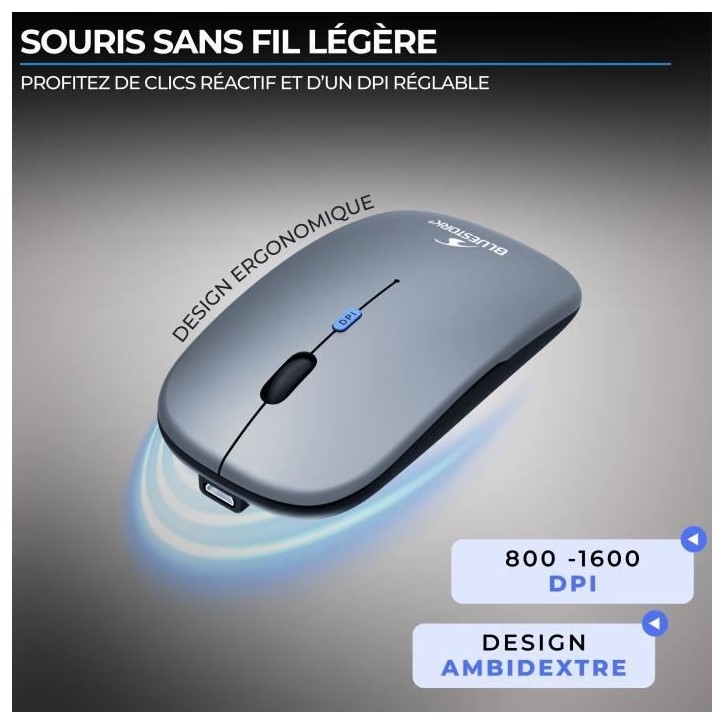 Ensemble Clavier Souris sans fil - BLUESTORK - Pack Mini - Bluetooth & Dongle - Ultra fin et léger - Nomade Télétravail