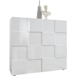 Buffet - MILANO - 2 portes - Blanc laqué brillant - 121 x 42 x 111 cm