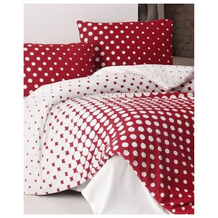 Parure de lit - 1 housse de couette 220 x 240 cm + 2 taies d'oreiller 60 x 60 cm - 100% coton renforcé - Rouge Parure de lit - 1 housse de couette 220 x 240 cm + 2 taies d'oreiller 60 x 60 cm - 100% coton renforcé - Rouge
