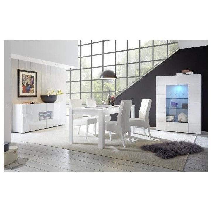 Buffet MILANO - Décor blanc laqué brillant - 2 portes 2 tiroirs - L181 x P43 x H84 cm Buffet MILANO - Décor blanc laqué brillant - 2 portes 2 tiroirs - L181 x P43 x H84 cm
