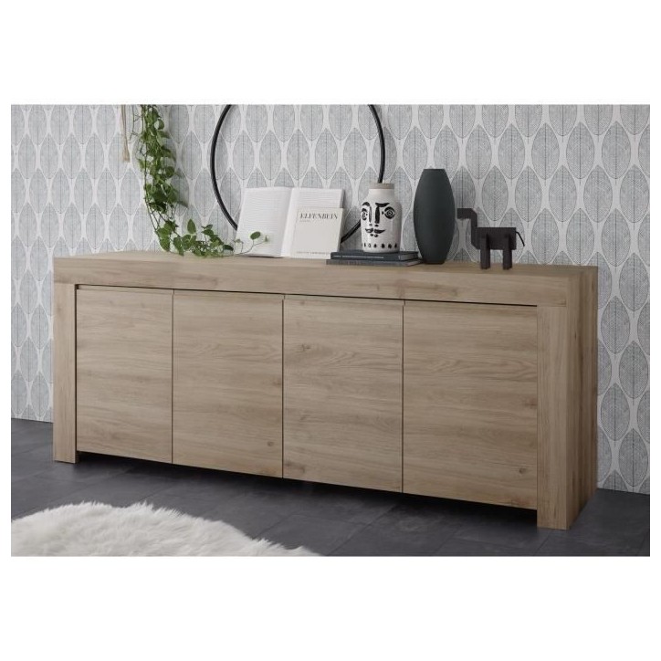 Buffet - FAENZA - 4 portes - Chene clair - 210 x 42 x 81 cm Buffet - FAENZA - 4 portes - Chene clair - 210 x 42 x 81 cm