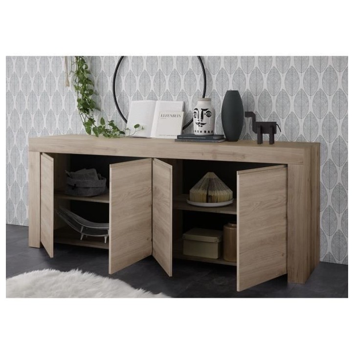 Buffet - FAENZA - 4 portes - Chene clair - 210 x 42 x 81 cm Buffet - FAENZA - 4 portes - Chene clair - 210 x 42 x 81 cm