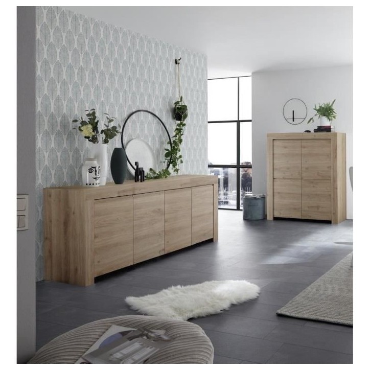 Buffet - FAENZA - 4 portes - Chene clair - 210 x 42 x 81 cm Buffet - FAENZA - 4 portes - Chene clair - 210 x 42 x 81 cm
