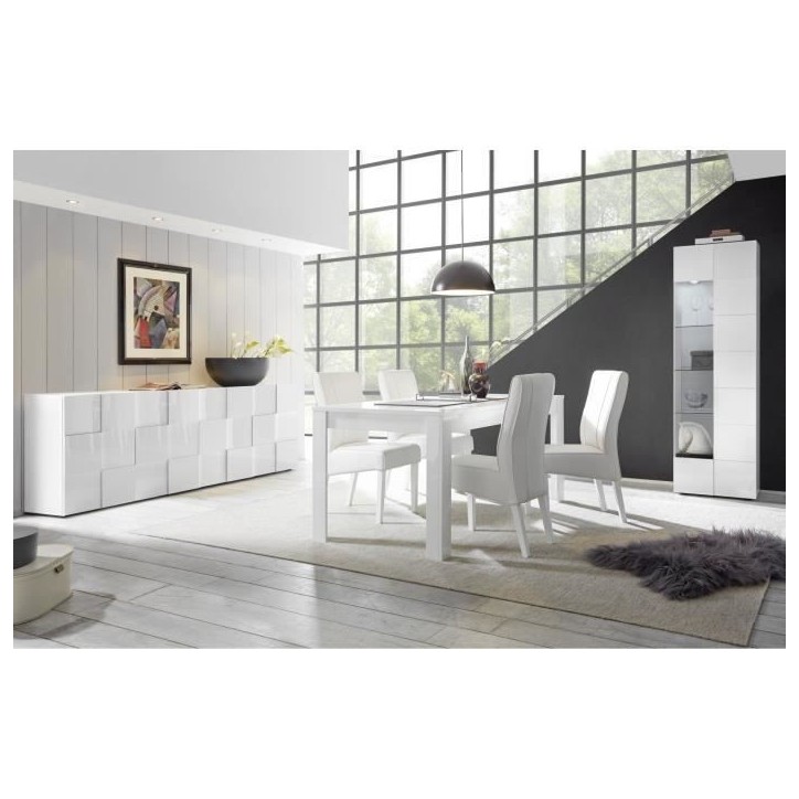 Buffet - MILANO - 4 portes - Blanc laqué brillant - 241 x 42 x 84 cm Buffet - MILANO - 4 portes - Blanc laqué brillant - 241 x 42 x 84 cm