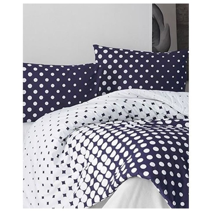 Parure de lit - 1 housse de couette 220 x 240 cm + 2 taies d'oreiller 60 x 60 cm - 100% coton renforcé - Bleu Parure de lit - 1 housse de couette 220 x 240 cm + 2 taies d'oreiller 60 x 60 cm - 100% coton renforcé - Bleu