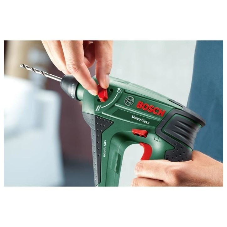 Perforateur 0,6J sans fil 18V Bosch - Uneo Maxx -SDS, 1 batterie 2,5 Ah, 1 chargeur AL1830CV, coffret, accessoires (forets, embo