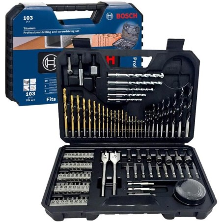 Bosch Professional 103 pieces Jeu de forets et d'embouts (bois, la pie