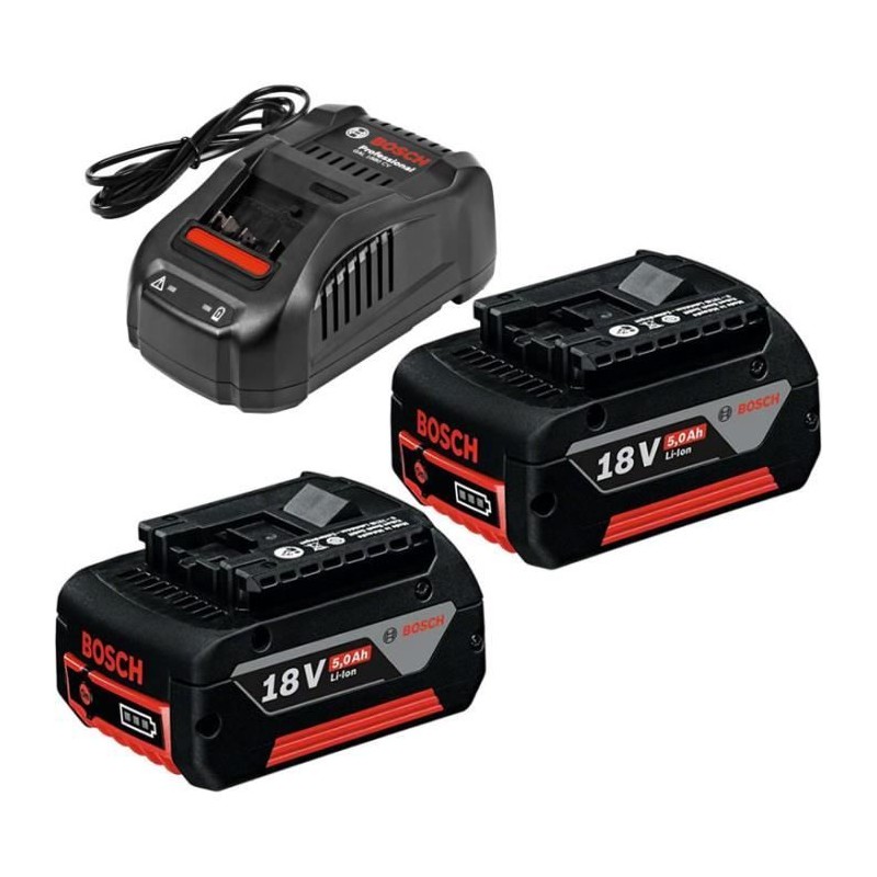 Set 2 batterieS Bosch Professional GBA 18V 5,0Ah + Chargeur GAL 1880 C Set 2 batterieS Bosch Professional GBA 18V 5,0Ah + Chargeur GAL 1880 C