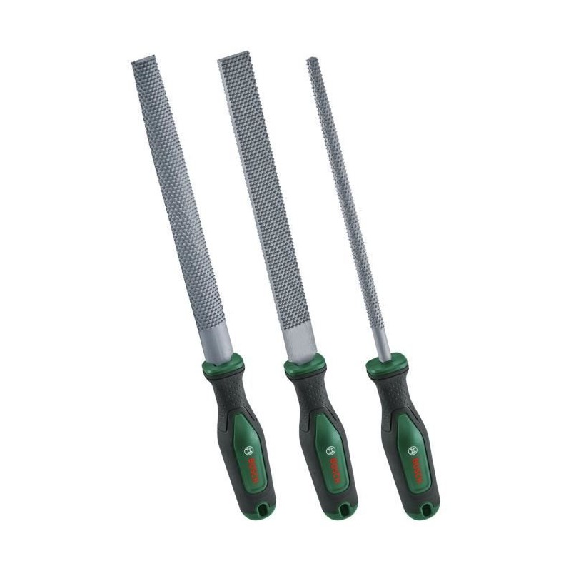 Bosch Set de 3 râpes (râpes a bois robustes plates/rondes/demi-ronde Bosch Set de 3 râpes (râpes a bois robustes plates/rondes/demi-ronde