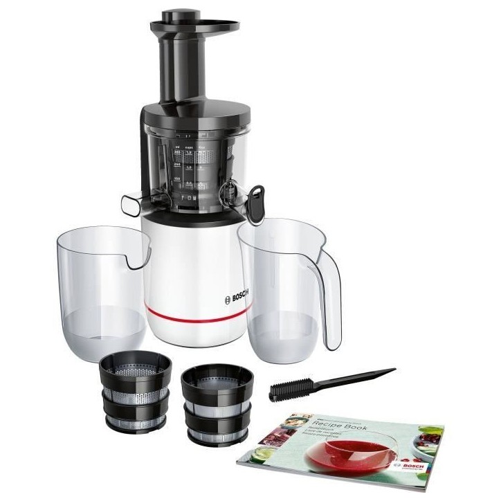 Extracteur de jus - BOSCH - MESM500W VitaExtract - Blanc/chrome - 150 W - 1 vitesse + reverse - syst. de sécurité sur le couve