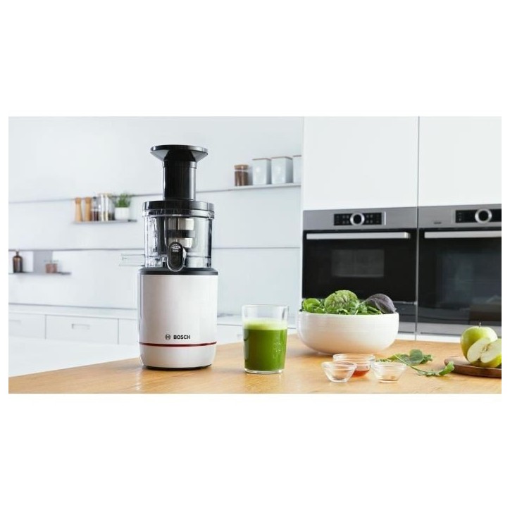 Extracteur de jus - BOSCH - MESM500W VitaExtract - Blanc/chrome - 150 W - 1 vitesse + reverse - syst. de sécurité sur le couve