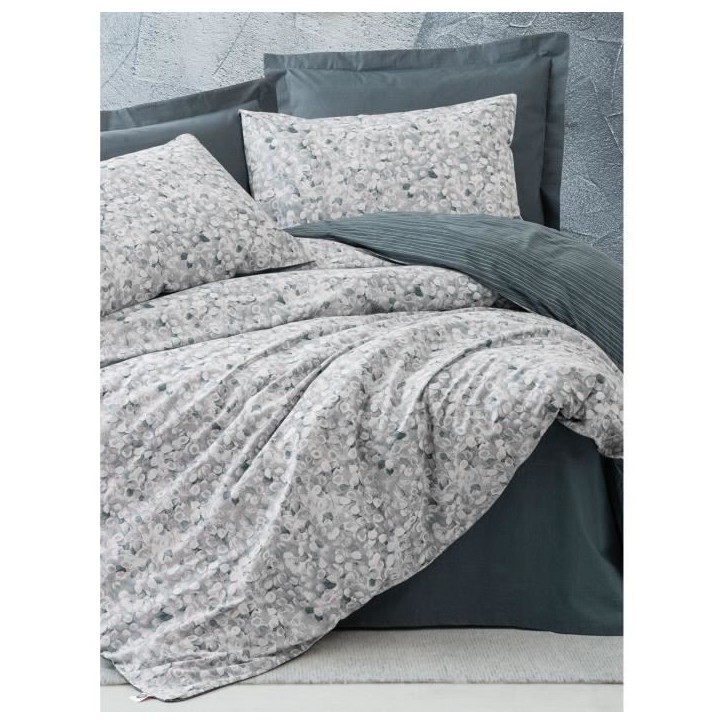 Parure de lit - 1 housse de couette 220 x 240 cm + 2 taies d'oreiller 60 x 60 cm - 100% coton renforcé - Anthracite Parure de lit - 1 housse de couette 220 x 240 cm + 2 taies d'oreiller 60 x 60 cm - 100% coton renforcé - Anthracite