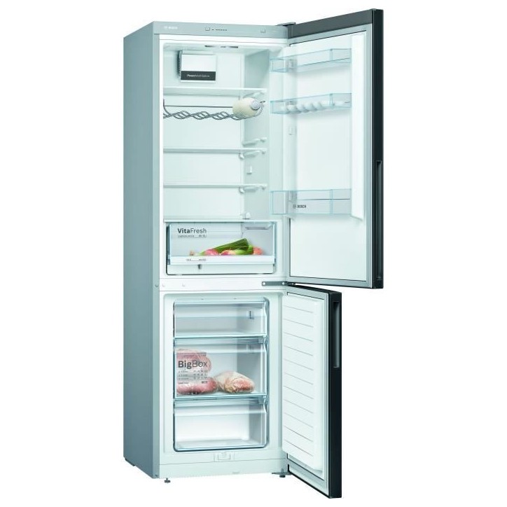BOSCH KGV36VBEAS - Réfrigérateur combiné - 307 L (213 + 94 L) - Froid low frost - L 60 x H 186 cm - Noir BOSCH KGV36VBEAS - Réfrigérateur combiné - 307 L (213 + 94 L) - Froid low frost - L 60 x H 186 cm - Noir