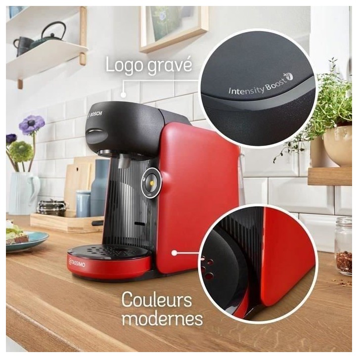 Machine a café + 3 packs T-discs - BOSCH - TASSIMO FINESSE TAS163E - 1400 W - 0,7 L - Multi-boissons - IntensityBoost - Noir Machine a café + 3 packs T-discs - BOSCH - TASSIMO FINESSE TAS163E - 1400 W - 0,7 L - Multi-boissons - IntensityBoost - Noir