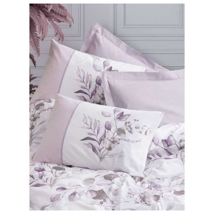 Parure de lit - 1 housse de couette 220 x 240 cm + 2 taies d'oreiller 60 x 60 cm - 100% coton renforcé - Lilas Parure de lit - 1 housse de couette 220 x 240 cm + 2 taies d'oreiller 60 x 60 cm - 100% coton renforcé - Lilas