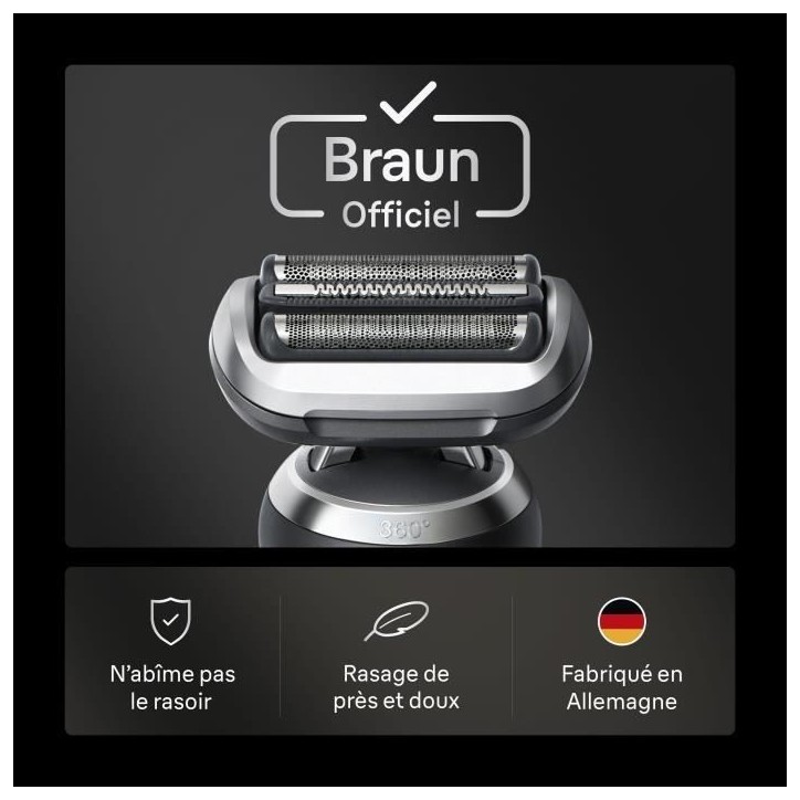 Tete de rasoir BRAUN Series 7 - 3 lames flexibles - Tete flexible a 360° - 100 % fabriqué en Allemagne Tete de rasoir BRAUN Series 7 - 3 lames flexibles - Tete flexible a 360° - 100 % fabriqué en Allemagne