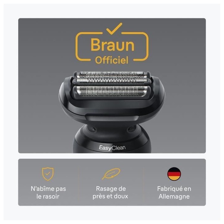 Tete de rasoir BRAUN Series 5 & 6 - 3 lames flexibles - 100 % fabriqué en Allemagne Tete de rasoir BRAUN Series 5 & 6 - 3 lames flexibles - 100 % fabriqué en Allemagne