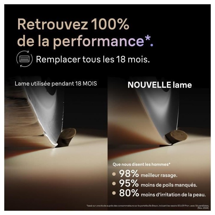 Tete de rasoir BRAUN Series 9 + - 4 éléments de coupe + tondeuse de précision - 100 % fabriqué en Allemagne