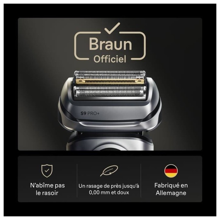 Tete de rasoir BRAUN Series 9 + - 4 éléments de coupe + tondeuse de précision - 100 % fabriqué en Allemagne